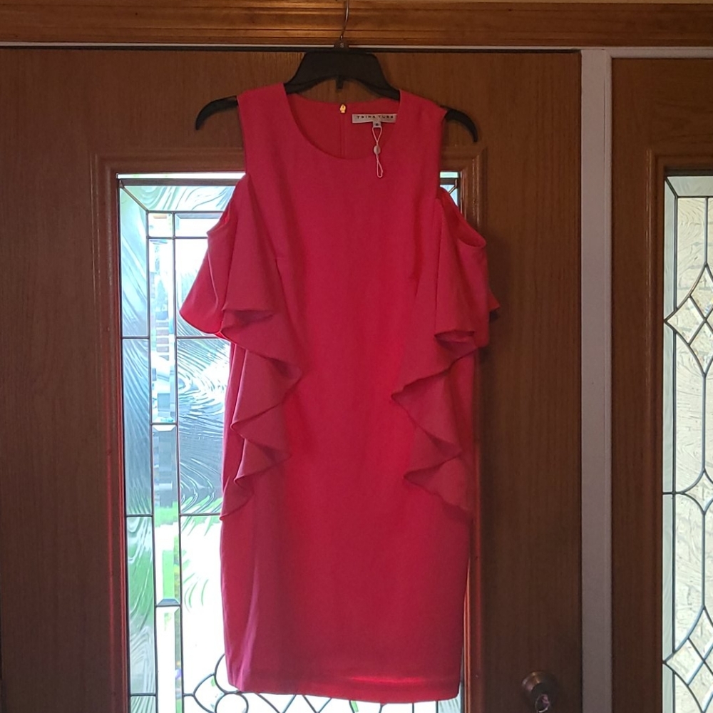 Size 8 Trina Turk Pink Cold Shoulder Dress